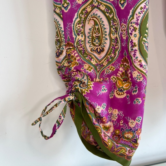 Ralph Lauren Paisley Boho Ruched Hem Drawstring Lounge Pants Purple Green Sz. S - Picture 6 of 10